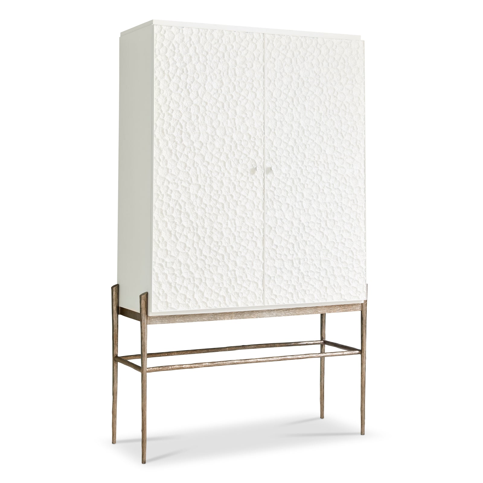 Jonathan Charles Pelagic Cast Metal Bar Cabinet Floor Sample