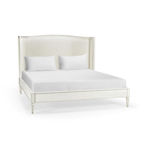 Jonathan Charles White Antisolar Upholstered Shelter King Bed