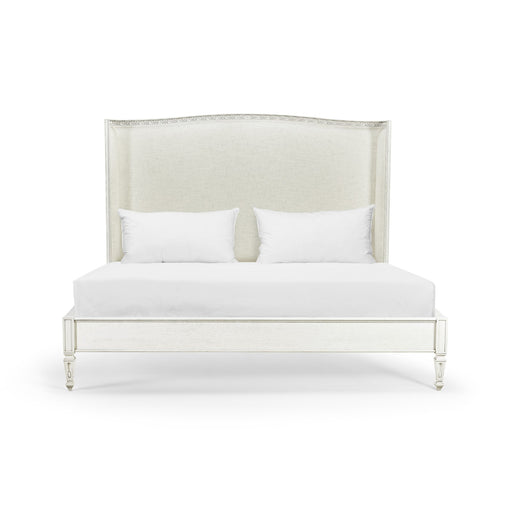 Jonathan Charles White Antisolar Upholstered Shelter King Bed