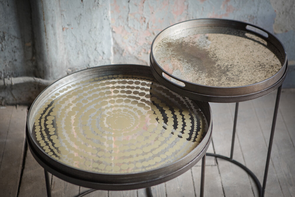 Ethnicraft Aged Round Mirror Tray