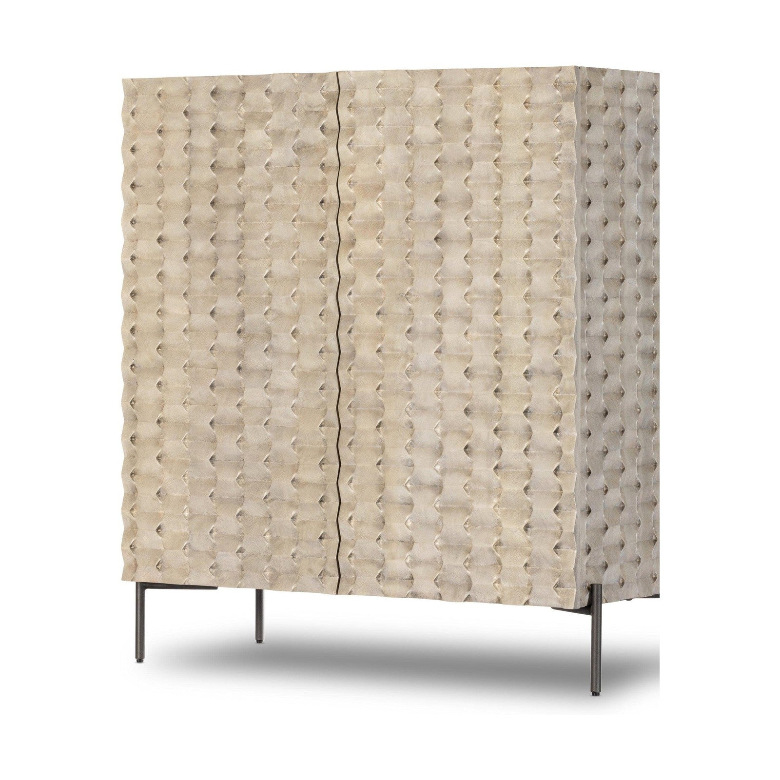 Raffael Bar Cabinet-Carvd Stonewash Grey
