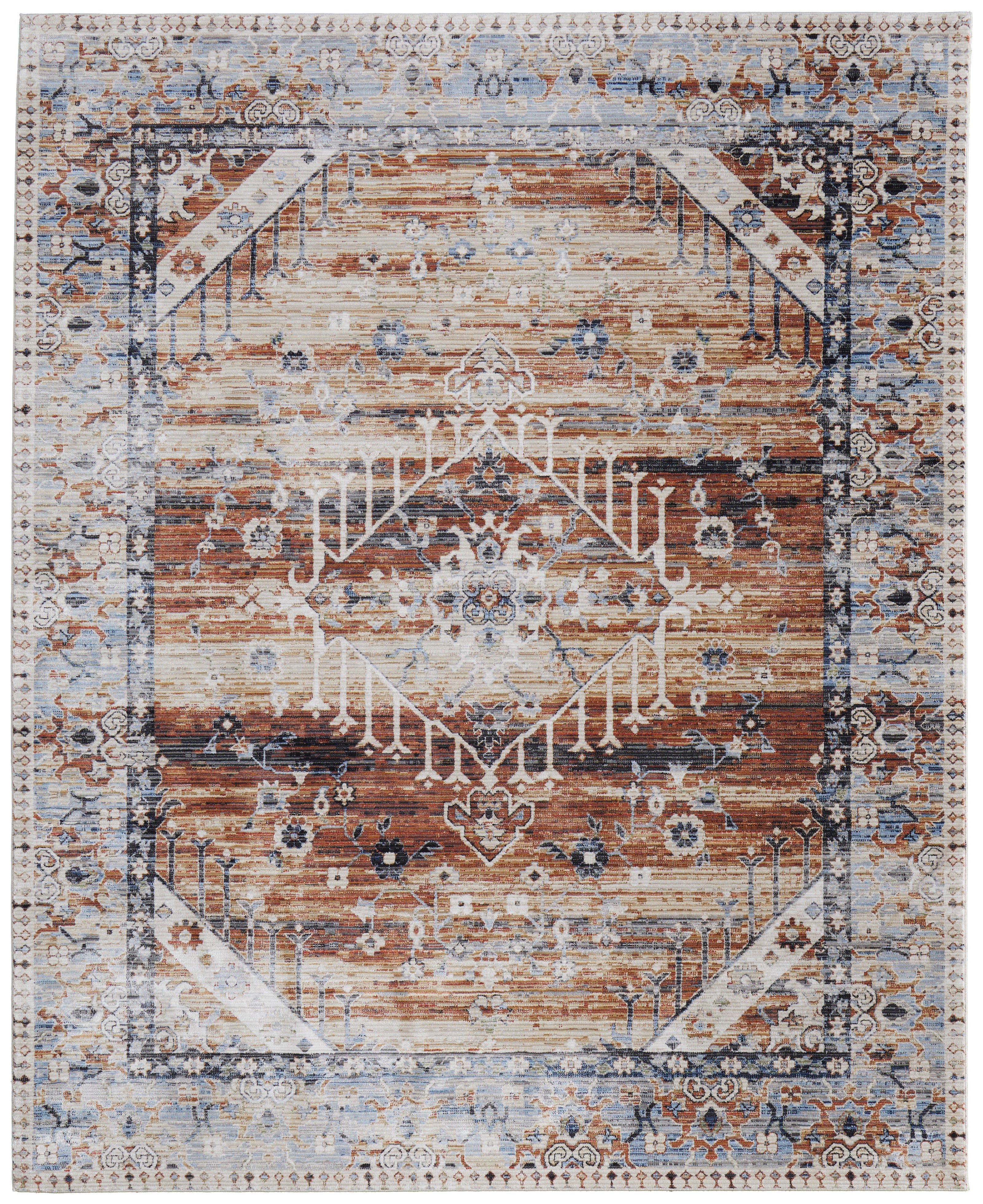 Feizy Melrose 39NZF Rug in Ivory/Rust