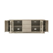 Theodore Alexander Repose Glass Door Media Console With Drawers and Side Storage