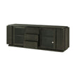 Theodore Alexander Repose Glass Door Media Console With Drawers and Side Storage