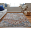 Feizy Kaia 39HXF Transitional Medallion in Orange/Ivory/Blue