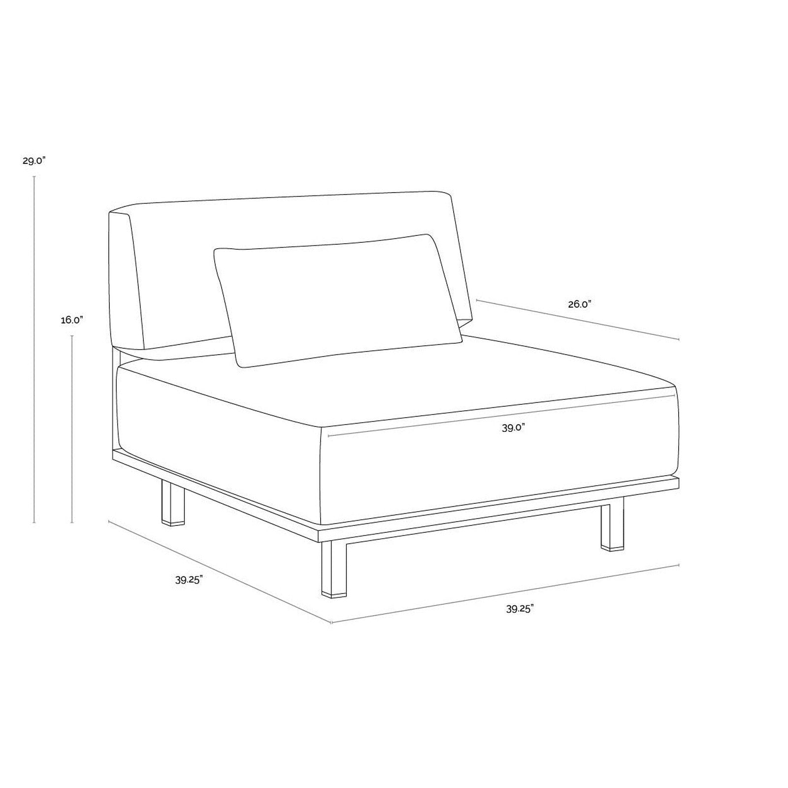 Sunpan Geneve Modular Armless Chair