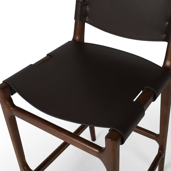 Four Hands Lulu Counter Stool - Espresso Leather Blend