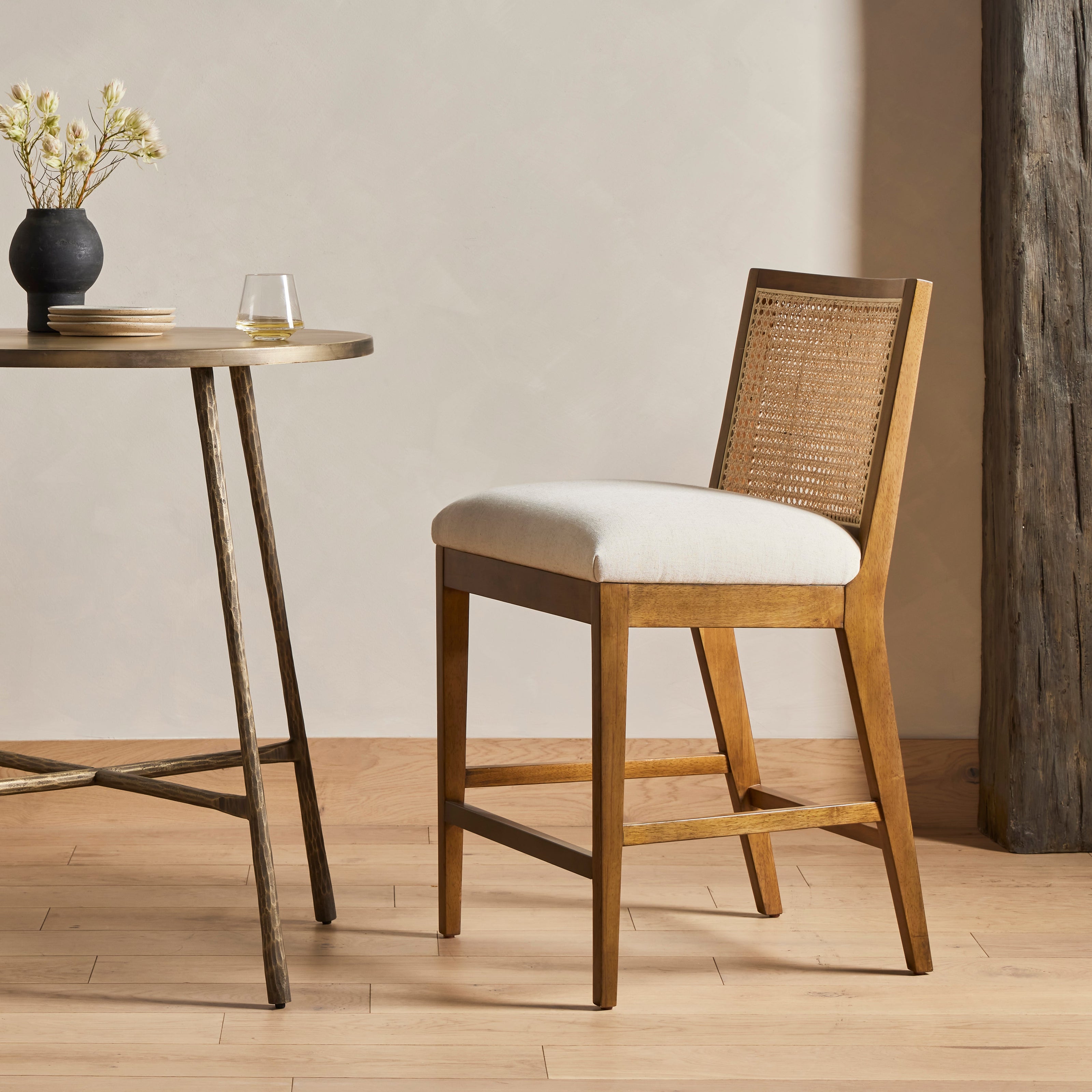 Four Hands Antonia Cane Armless Bar Stool