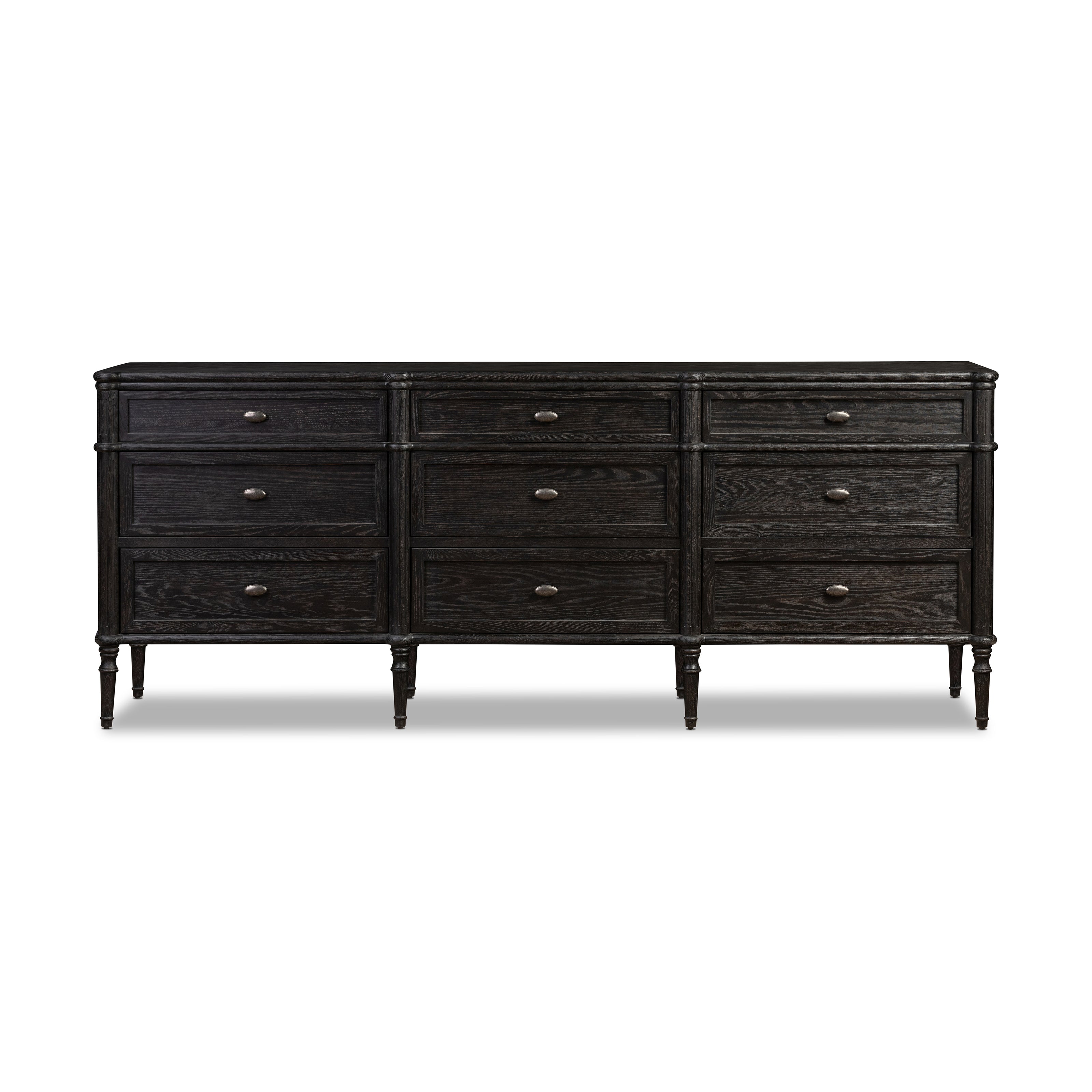 Toulouse 9 Drawer Dresser - Distressed Black