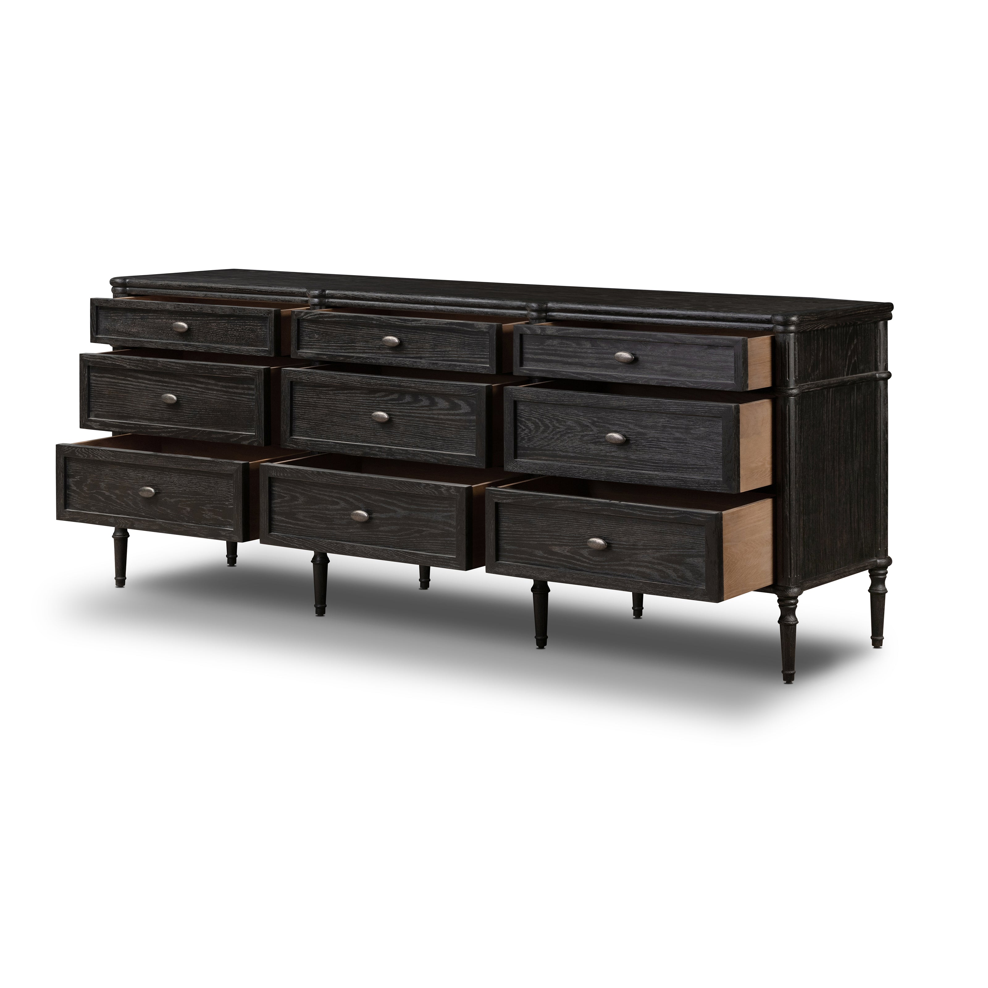 Toulouse 9 Drawer Dresser - Distressed Black