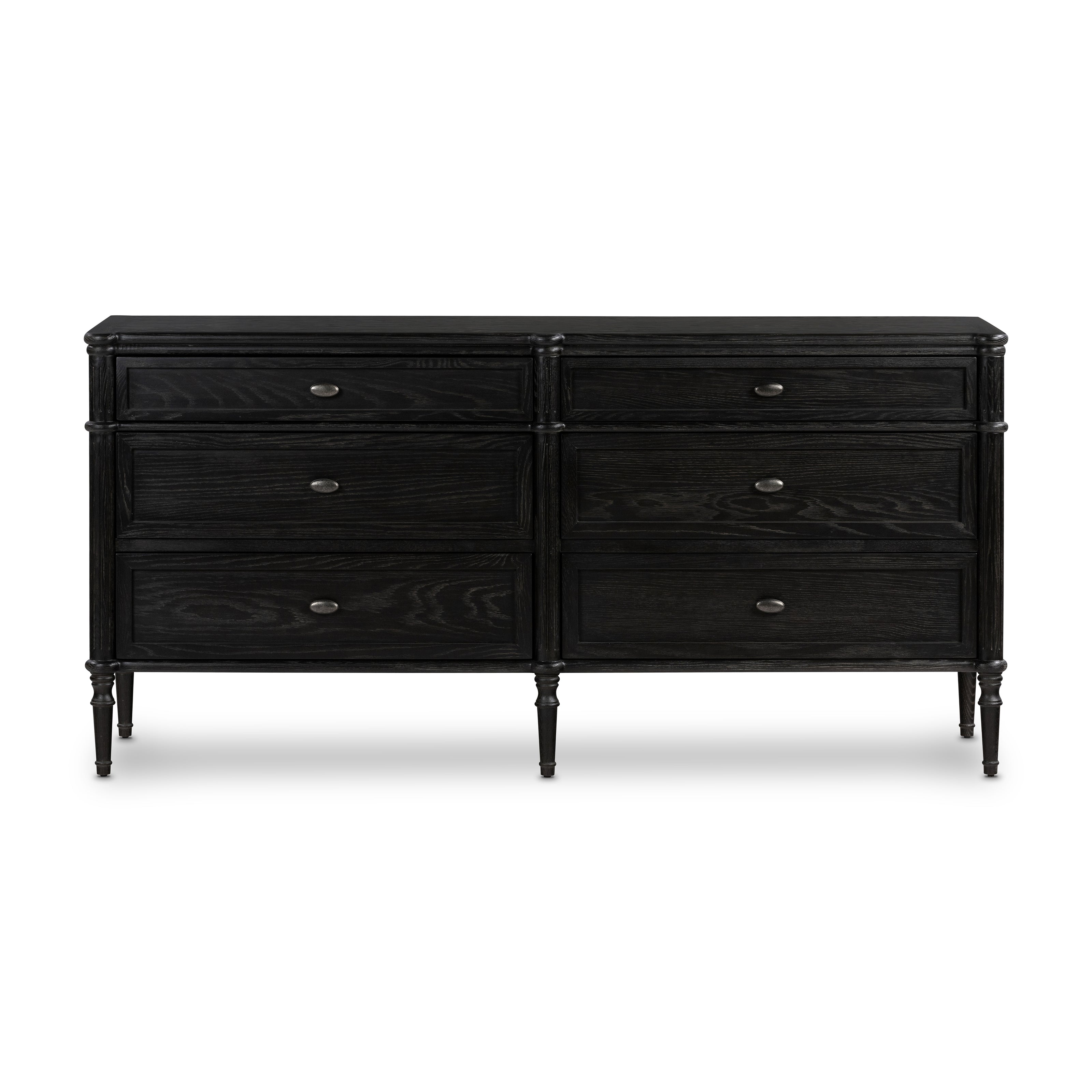 Toulouse 6 Drawer Dresser - Distressed Black