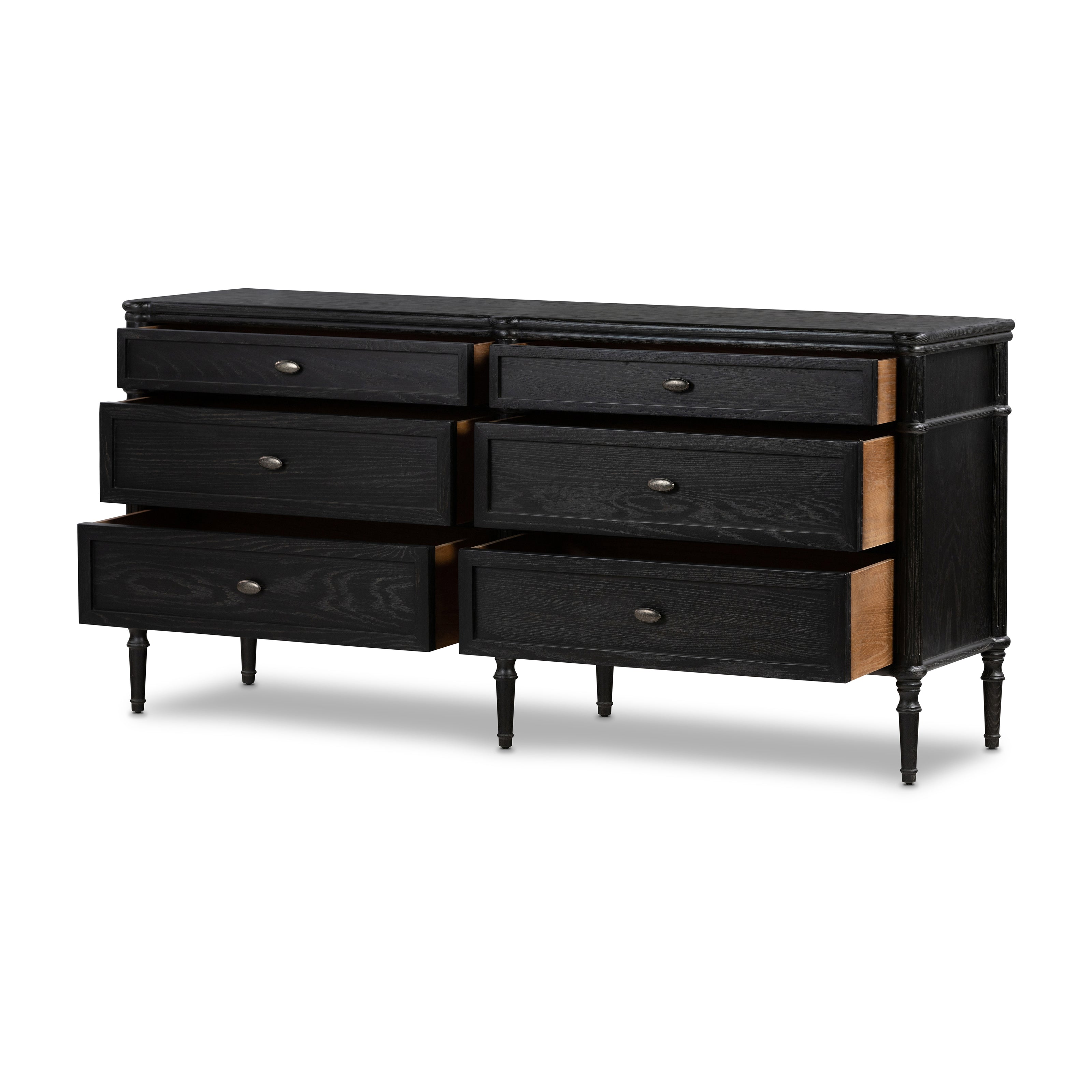 Toulouse 6 Drawer Dresser - Distressed Black