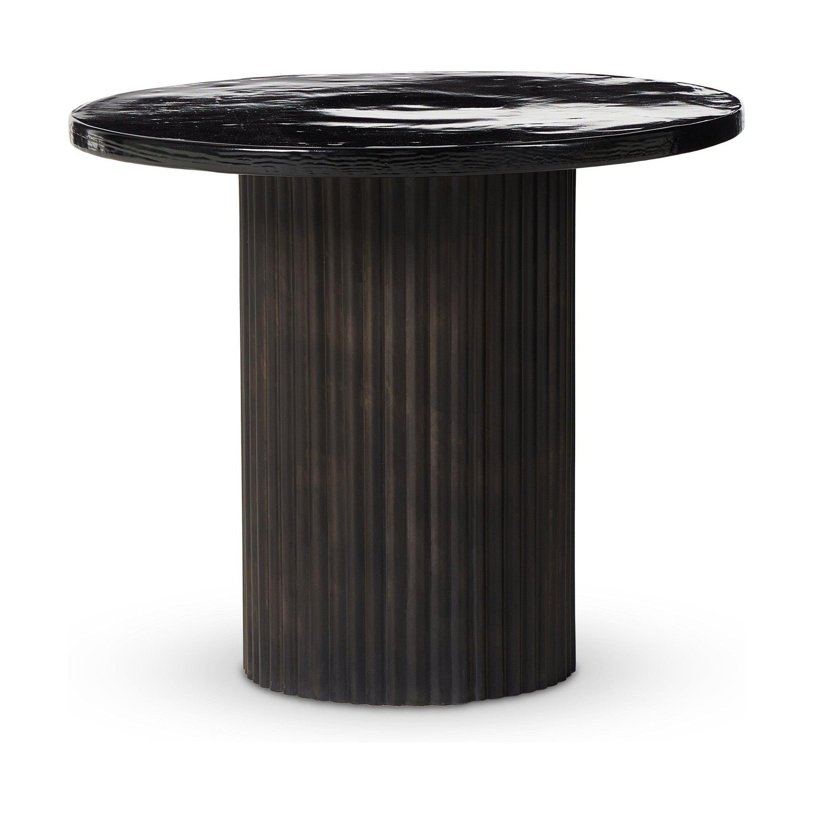 Ruben End Table-Smoked Black Cast Glass