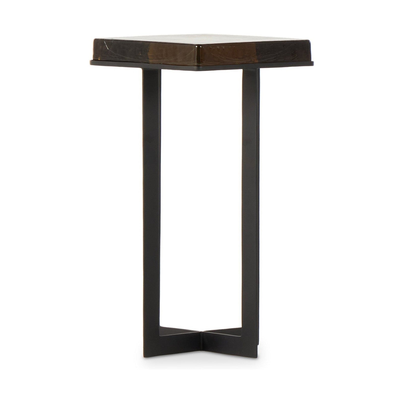 Giselle End Table-Amber Cast Glass