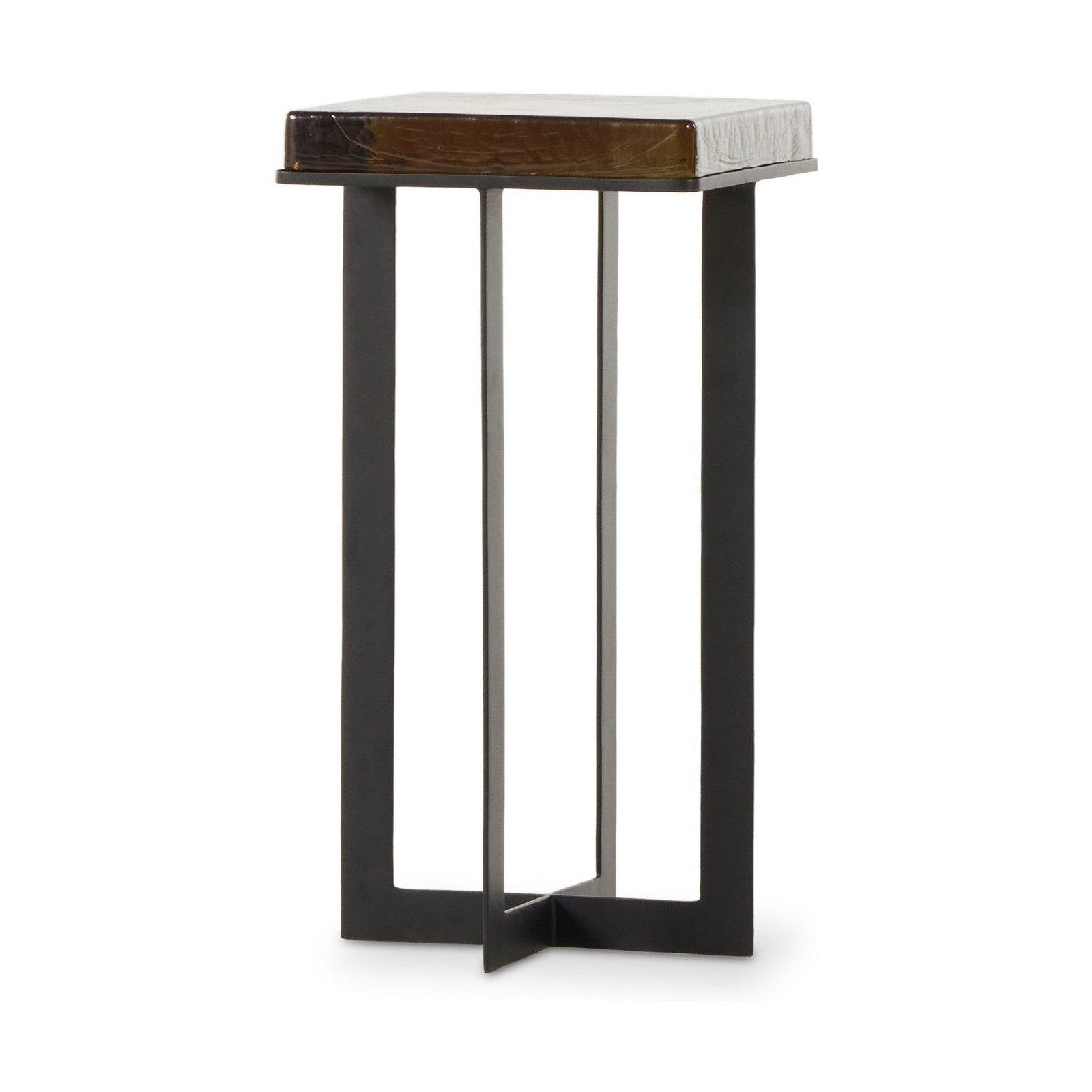 Giselle End Table-Amber Cast Glass