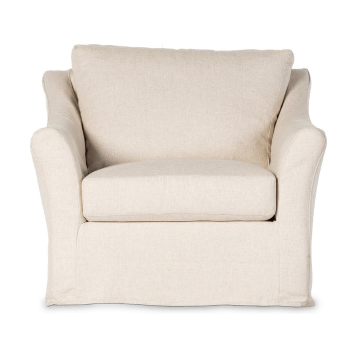 Delray Slipcover Swivel Chair-Creme