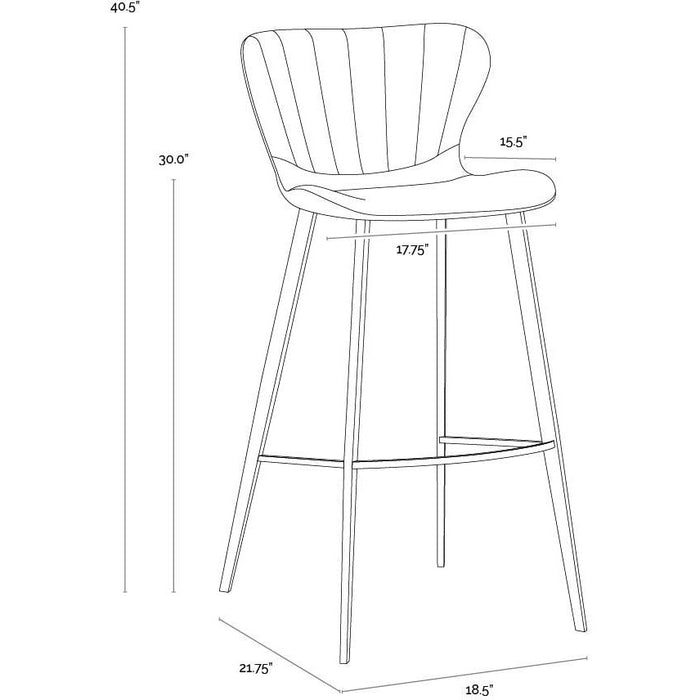 Sunpan Arabella Barstool - Bravo Cognac / November Grey