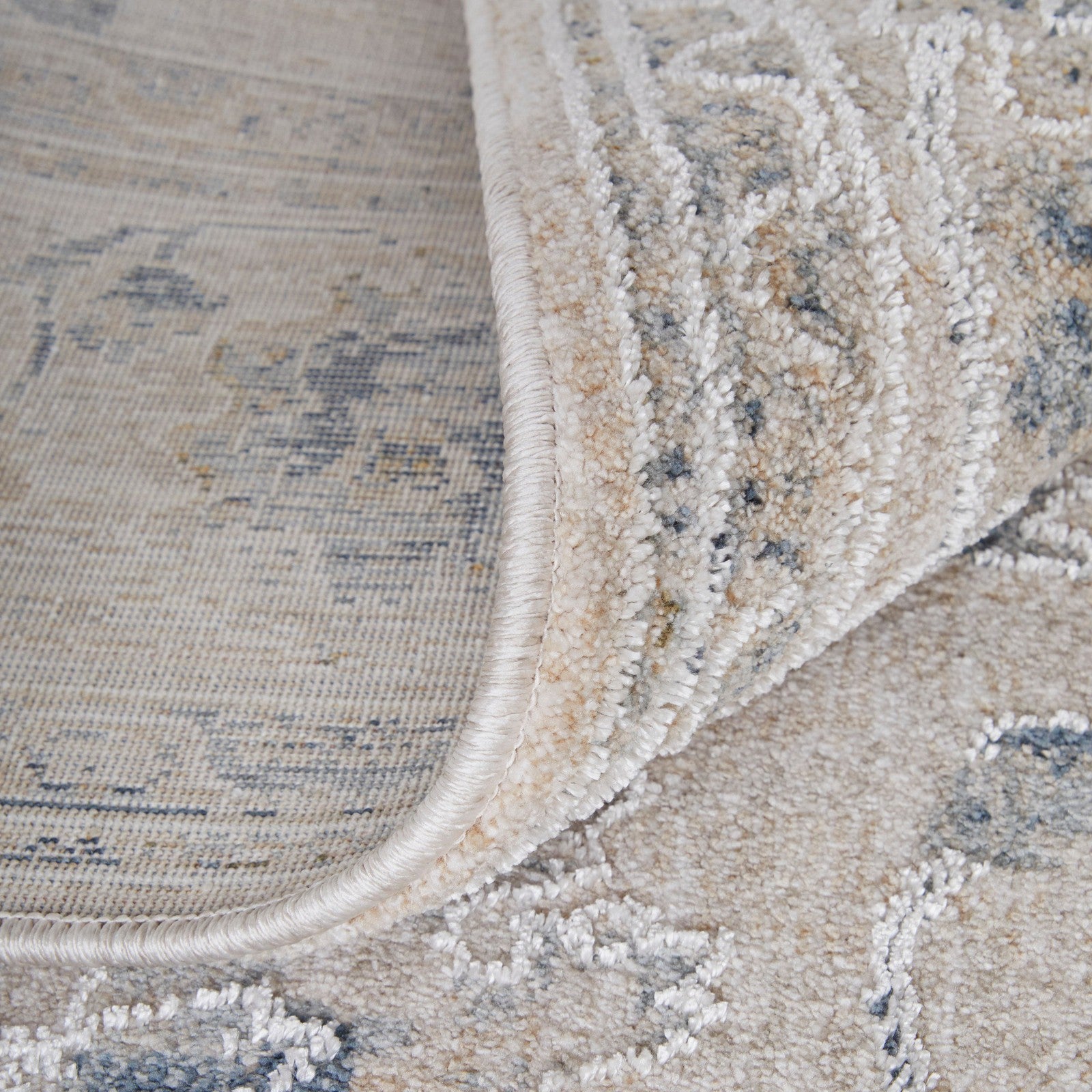 Feizy Pasha 39M7F Transitional Floral & Botanical in Ivory/Taupe/Blue
