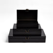 Global Views Marbled Leather D Ring Box - Black