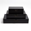 Global Views Marbled Leather D Ring Box - Black