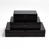 Global Views Marbled Leather D Ring Box - Black