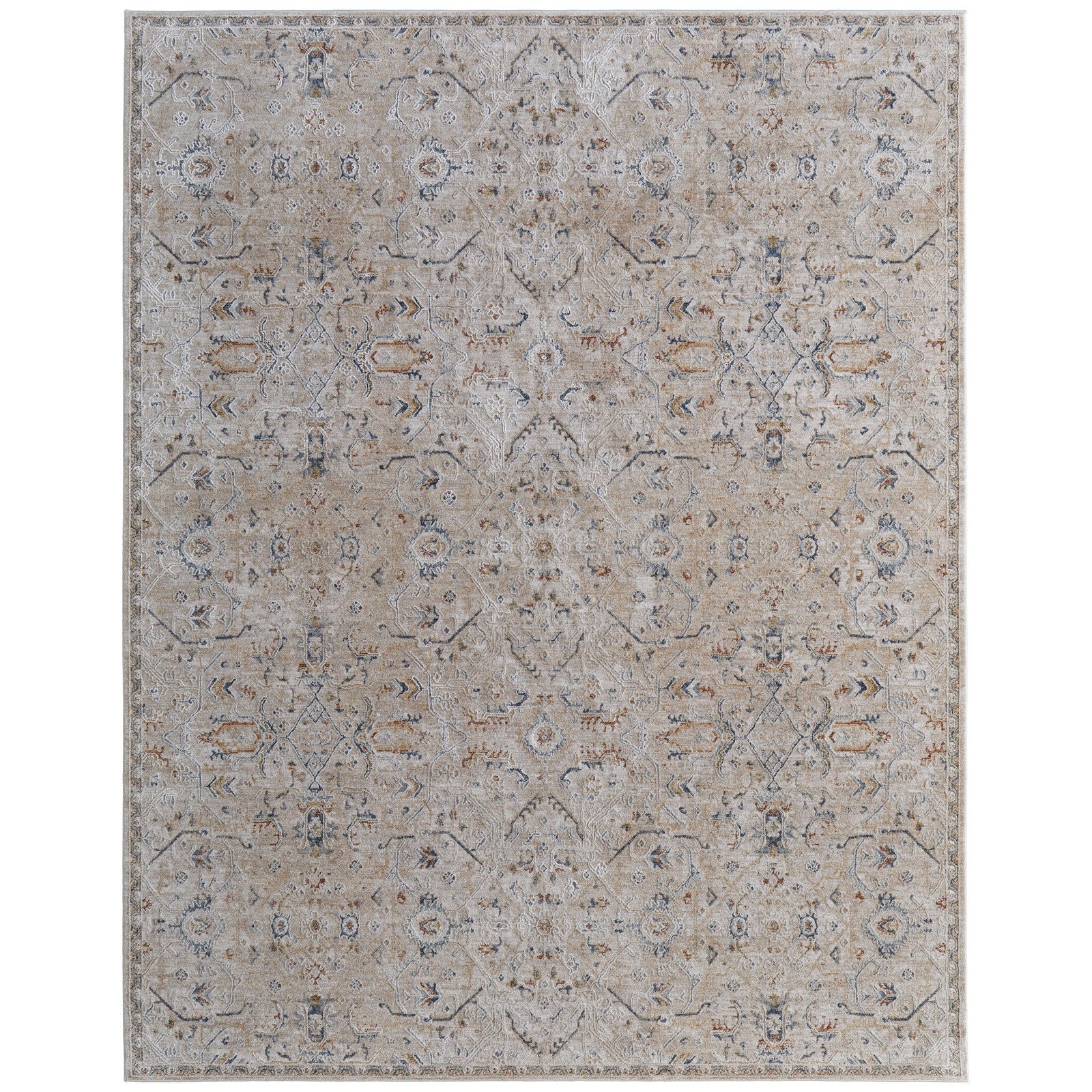 Feizy Pasha 39M6F Transitional Distressed in Taupe/Ivory/Blue