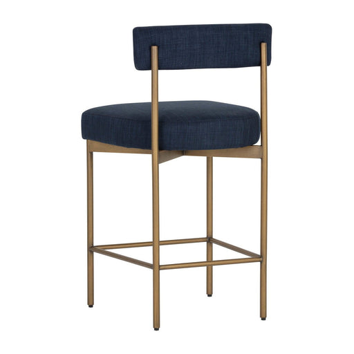 Sunpan Seneca Counter Stool - Antique Brass - Arena Navy