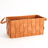 Global Views Soft Woven Leather Basket - Orange