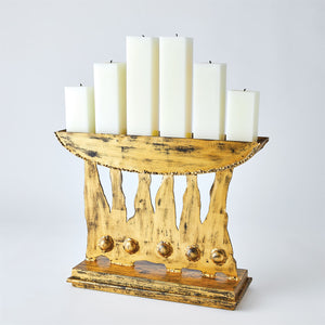 Global Views Brutalist Candelabra - Gold Leaf