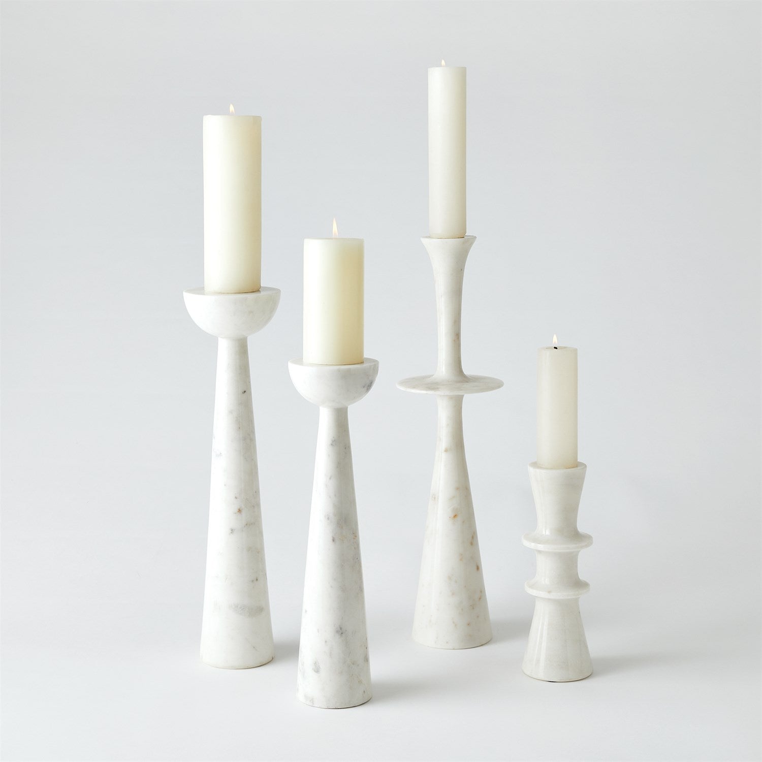 Global Views Round Top Candle Stand - White