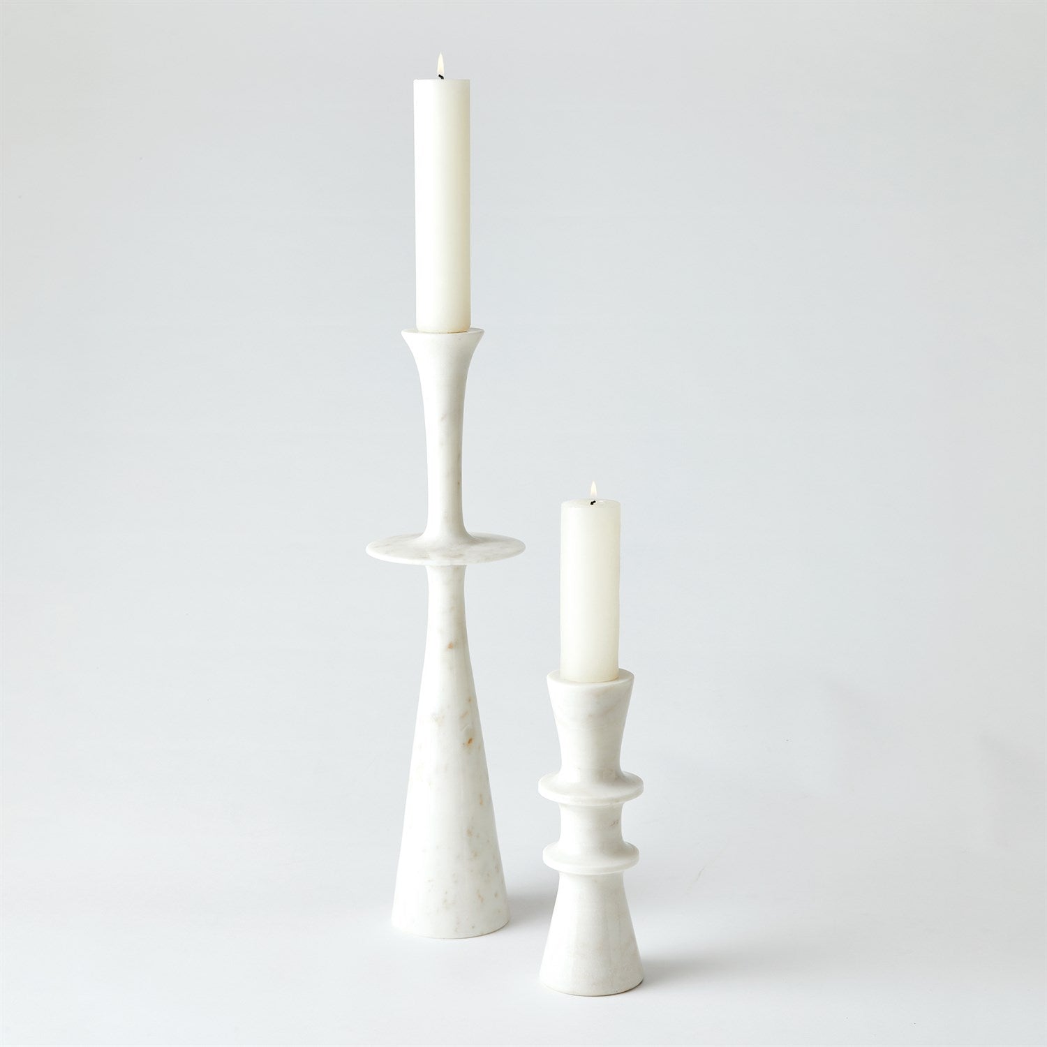 Global Views Double Flair Candle Stand - White