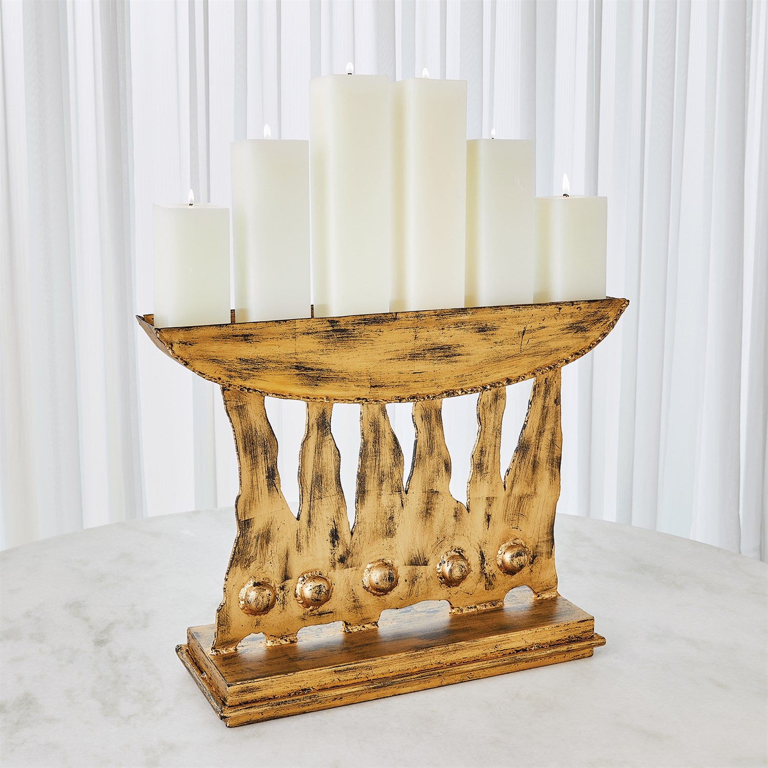 Global Views Brutalist Candelabra - Gold Leaf