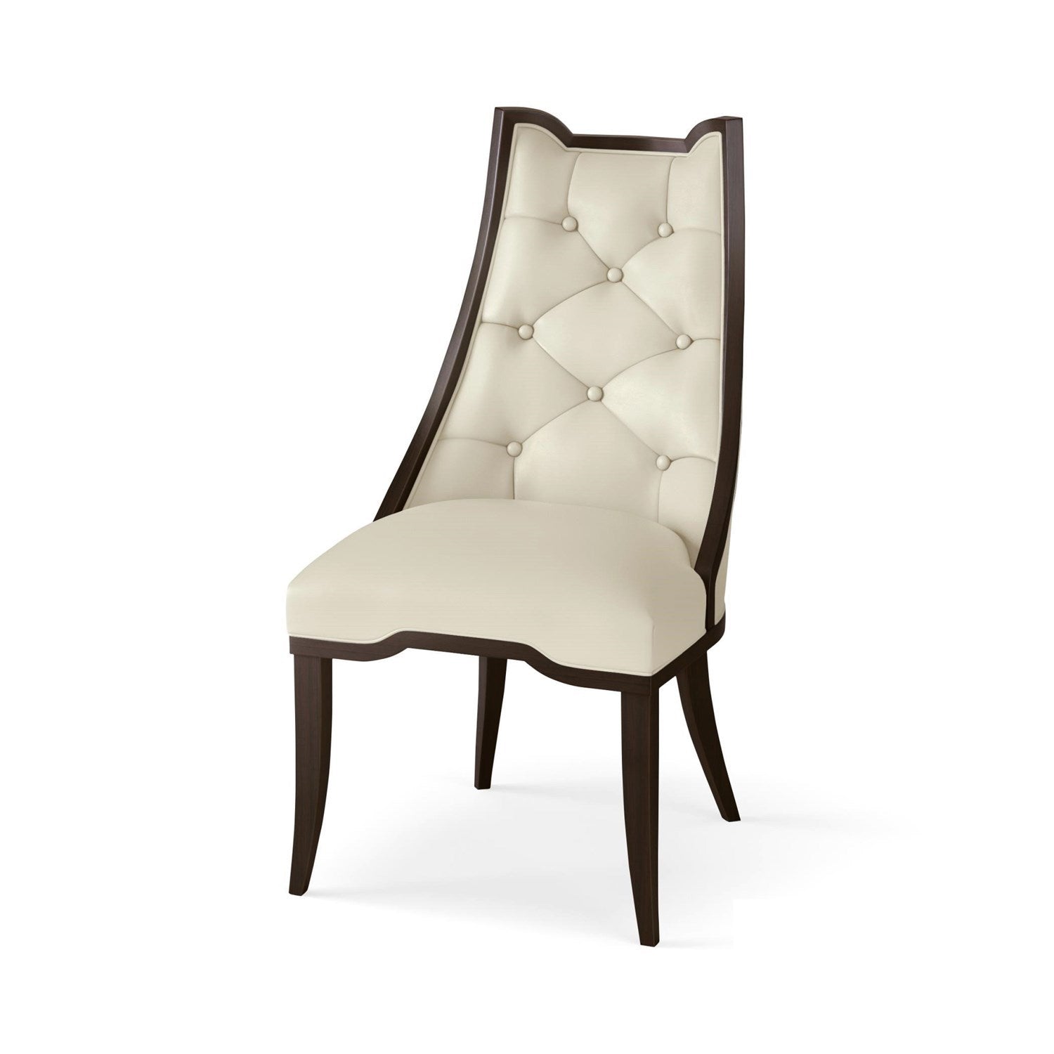 Global Views Logan Dining Chair in Walnut and Milk Leather