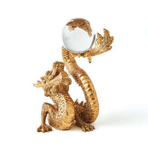 Global Views Dragon Holding Sphere - Gold Leaf