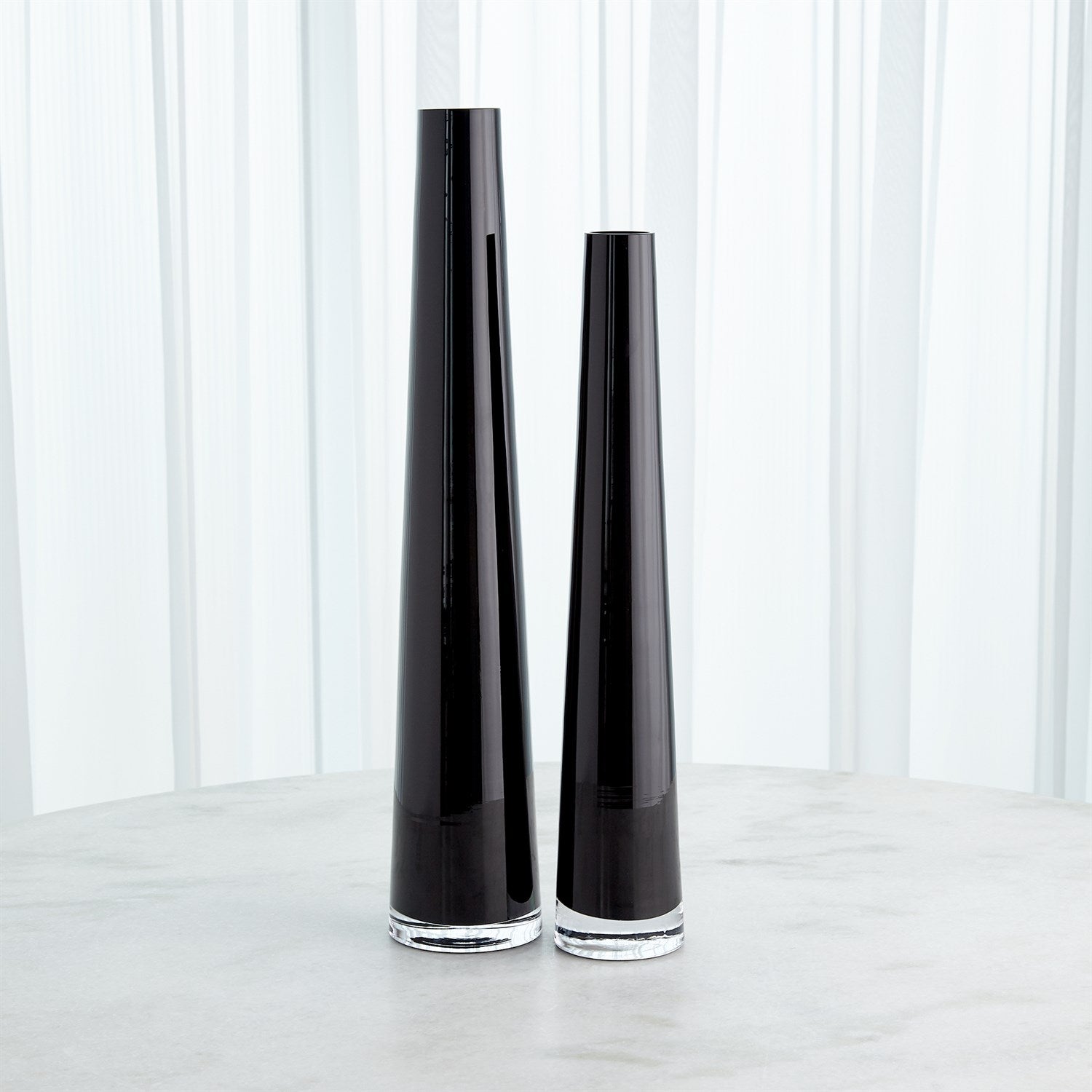 Global Views Glass Tower Vase - Black