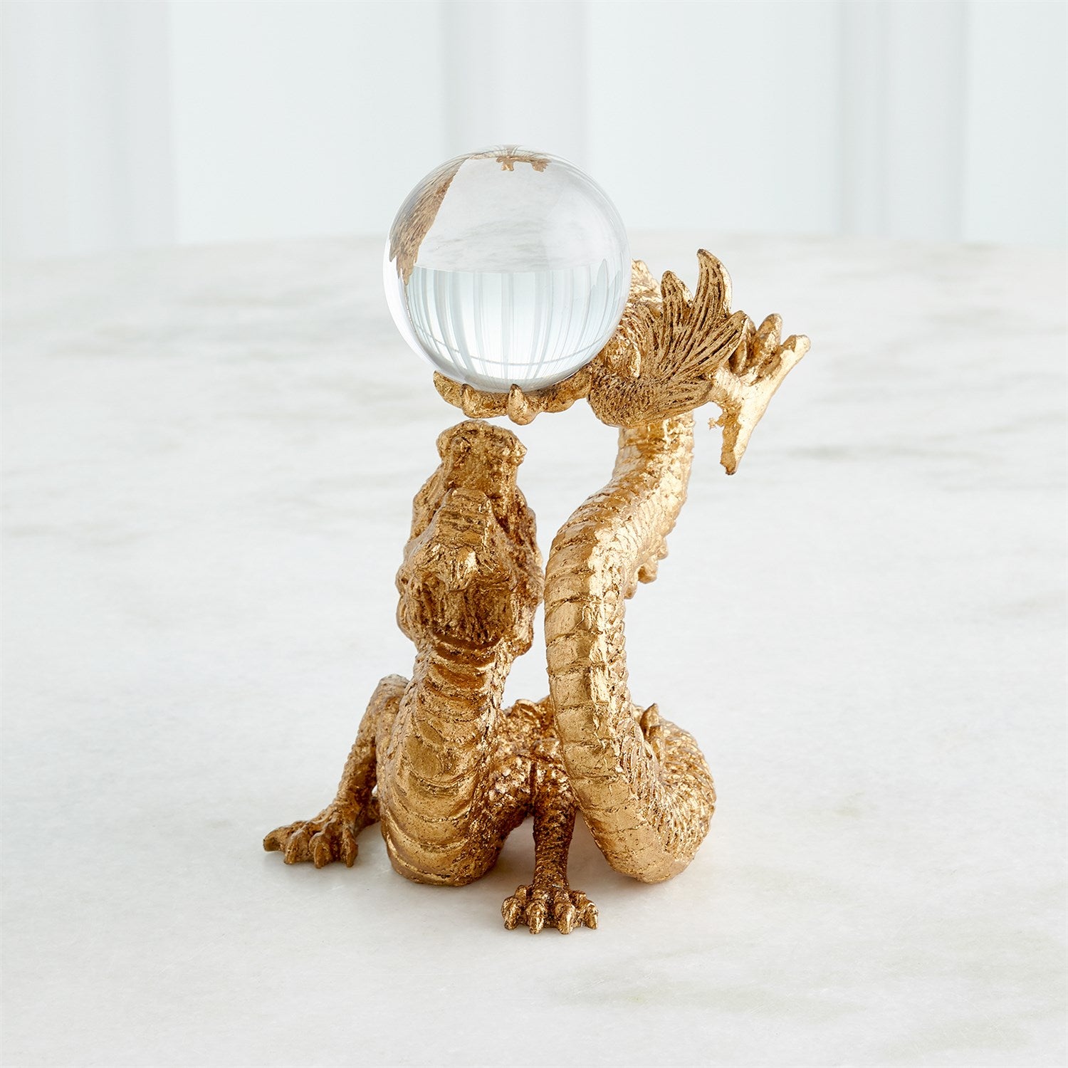 Global Views Dragon Holding Sphere - Gold Leaf