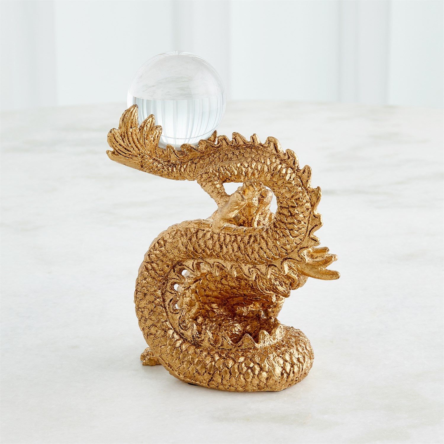 Global Views Dragon Holding Sphere - Gold Leaf