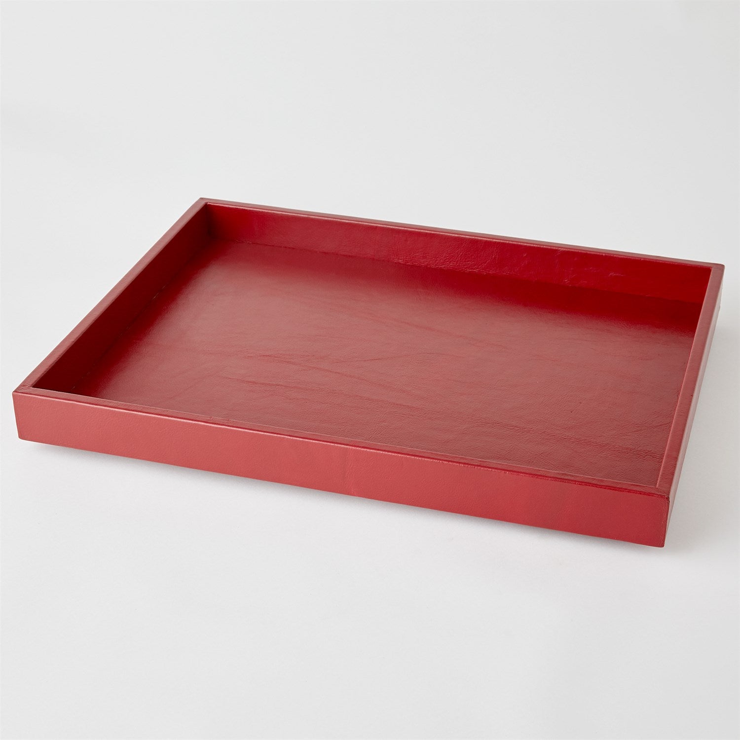 Global Views Deep Red Leather Tray