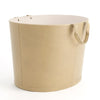Global Views Oversized Oval Leather Basket - Beige