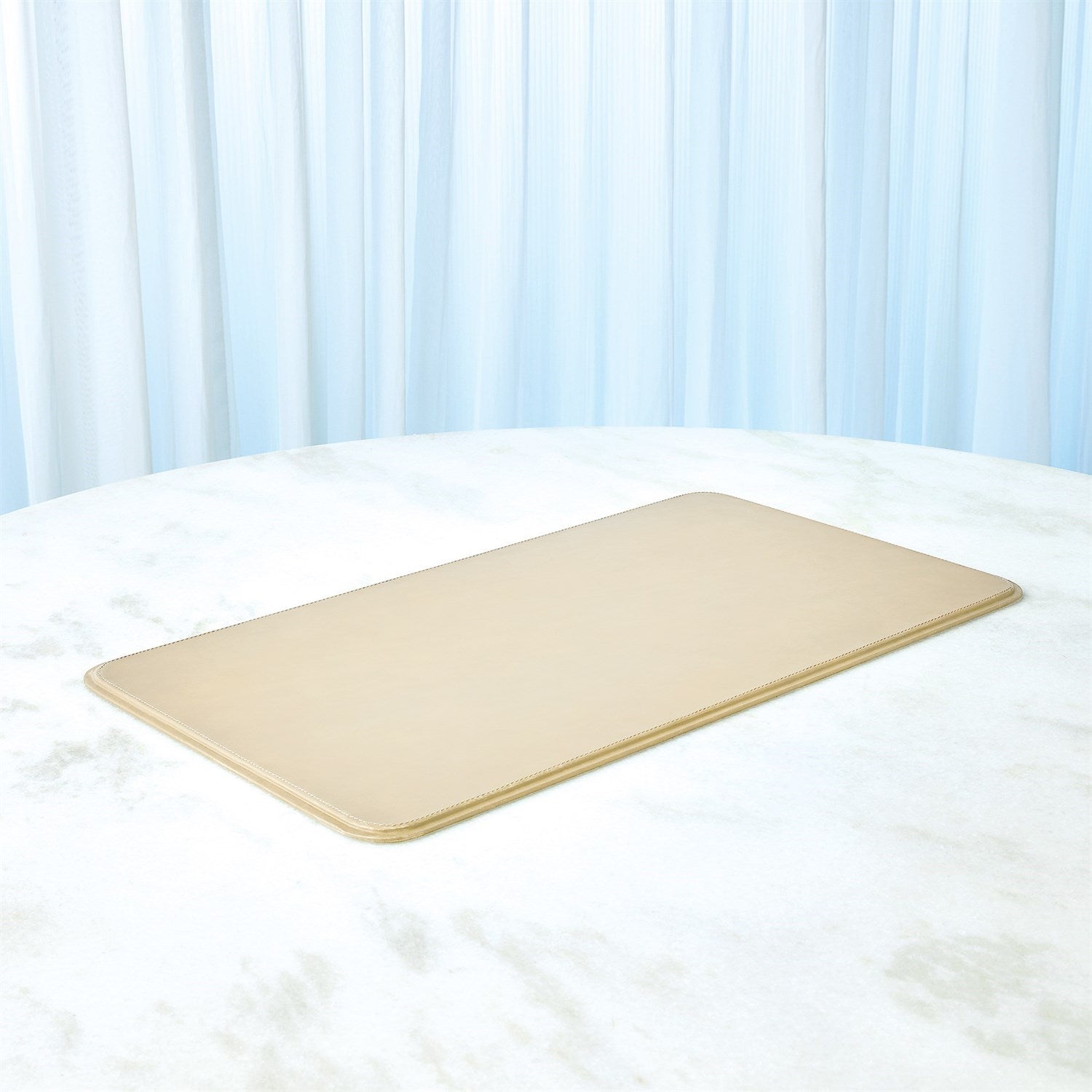 Global Views Radius Edge Leather Desk Accessories - Beige