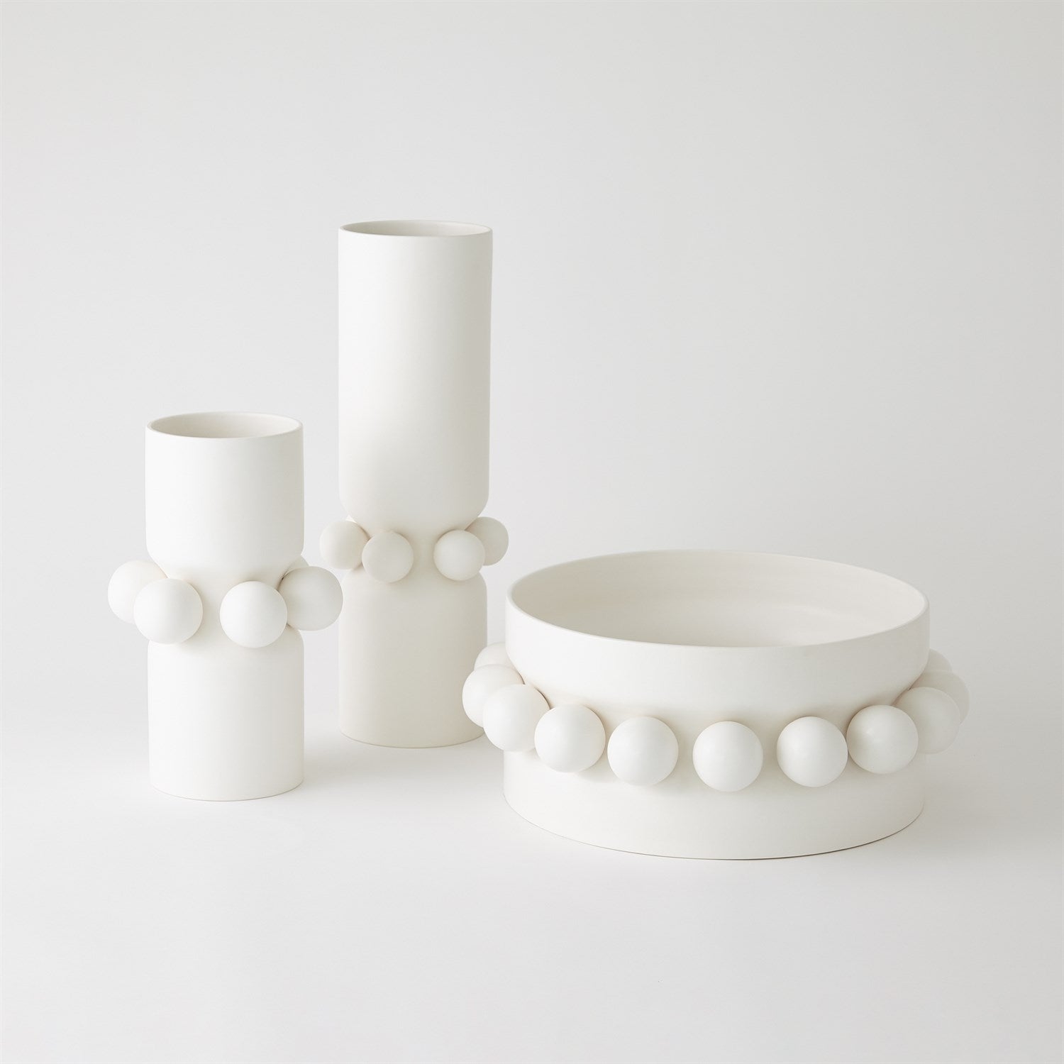 Global Views Hera Vase & Bowl - Matte White