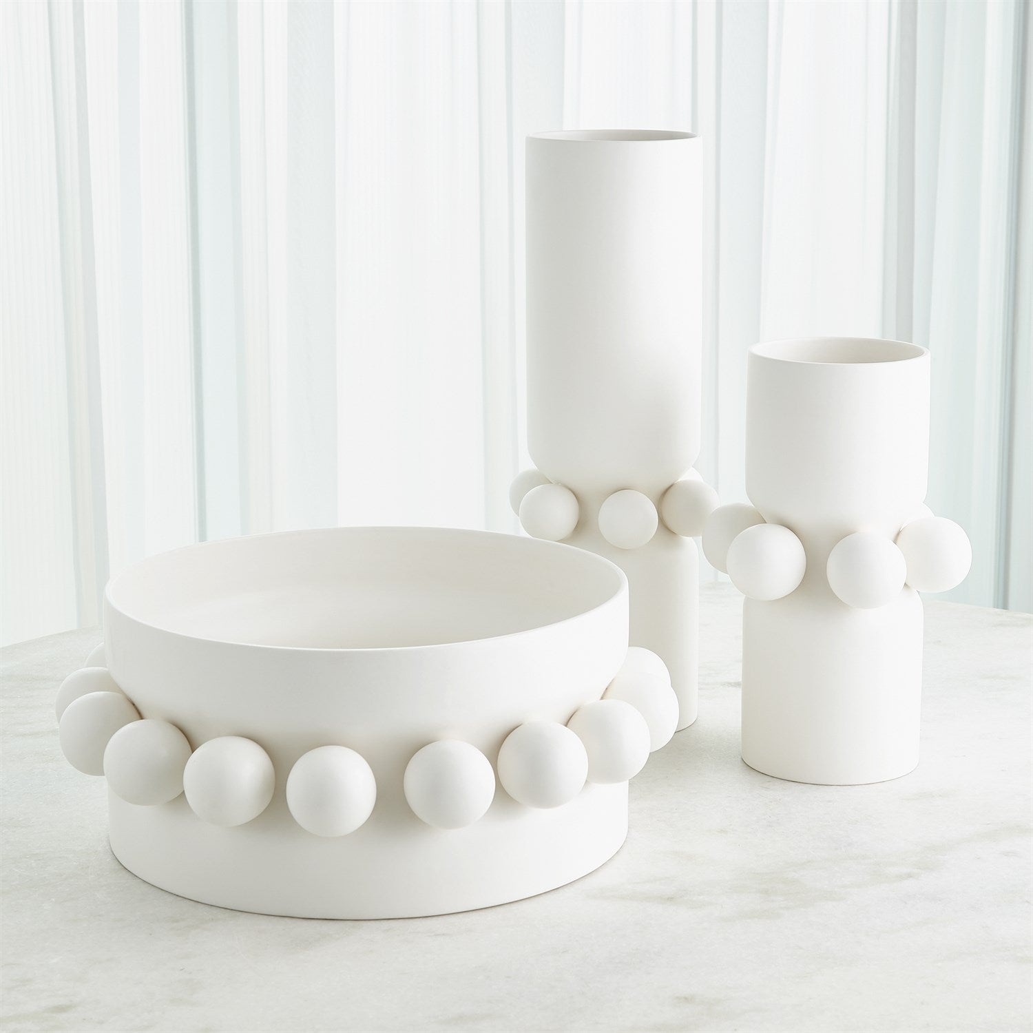 Global Views Hera Vase & Bowl - Matte White
