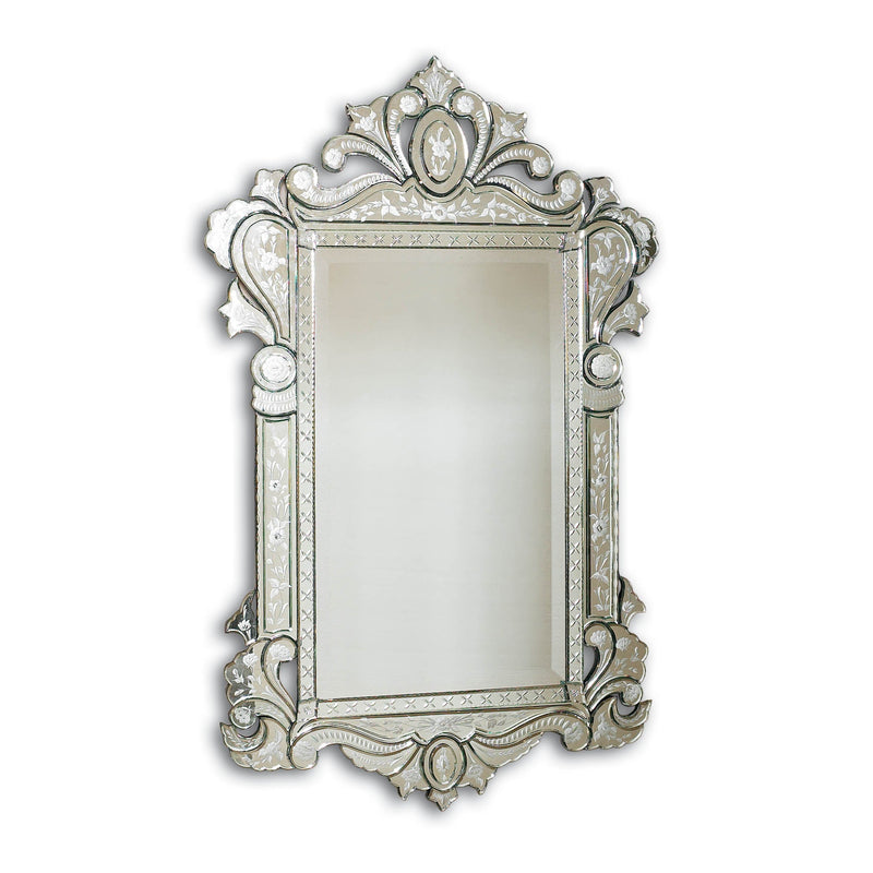 Ornate Rectangular Handcut Glass Mirror