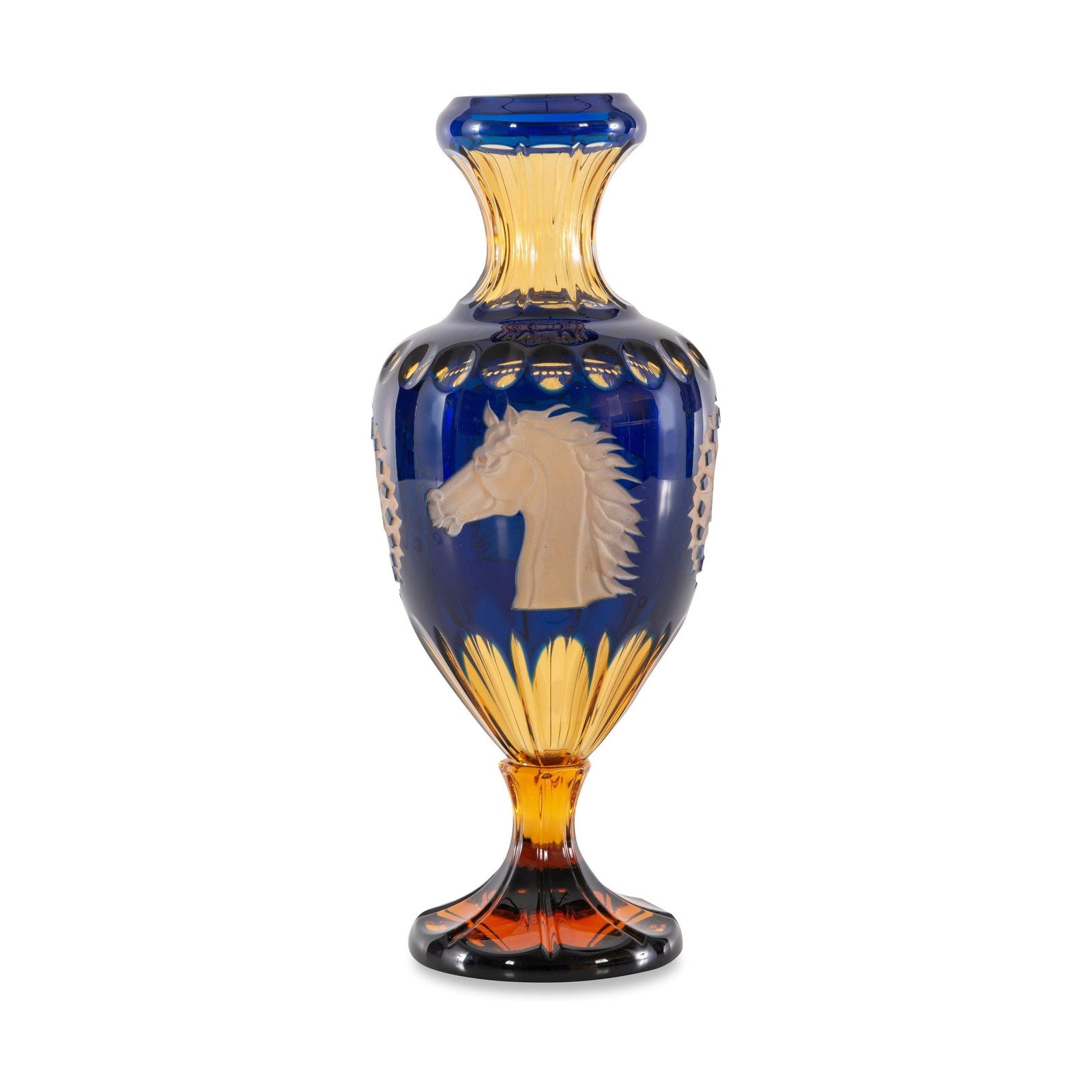 Maitland Smith Amber And Blue Crystal Vase