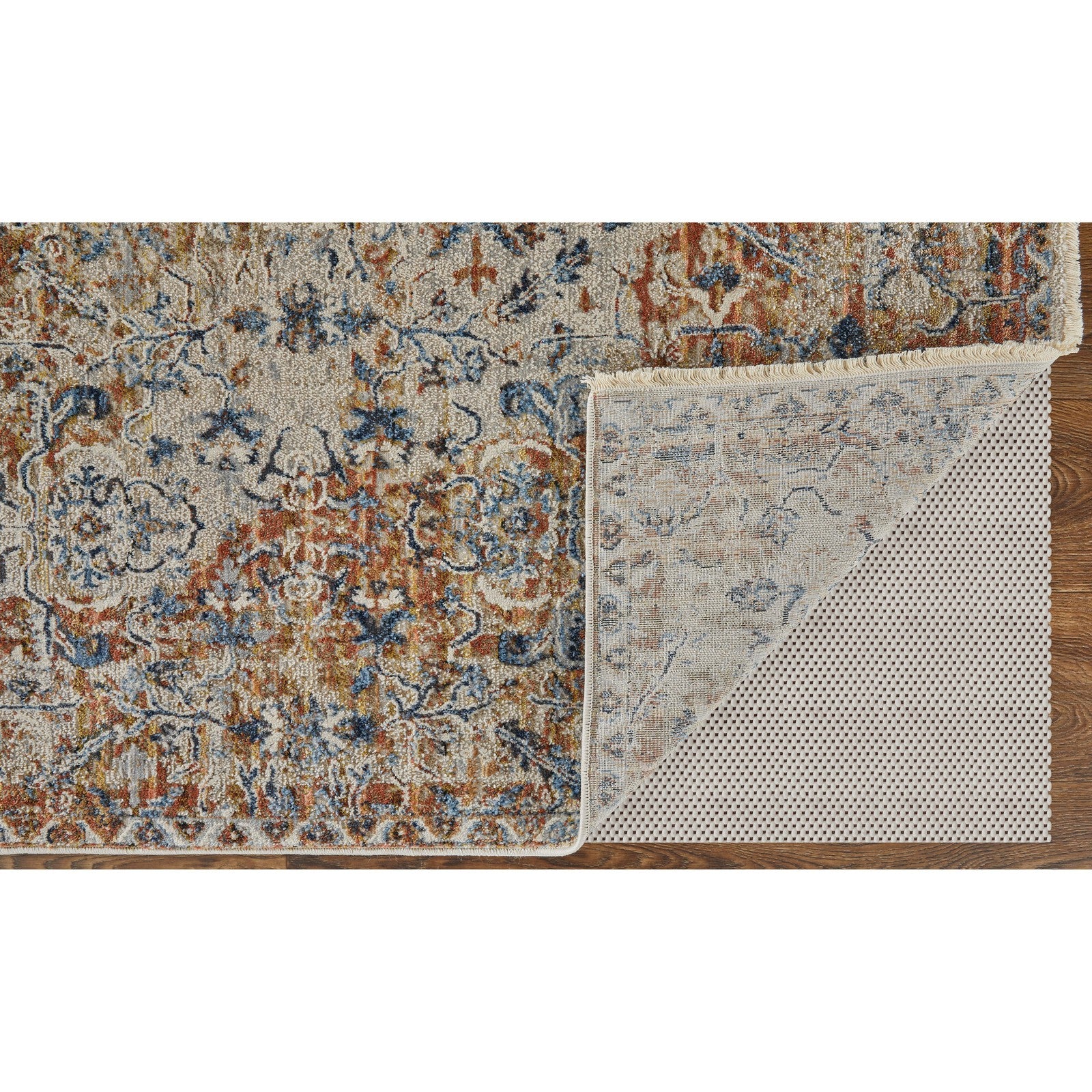 Feizy Kaia 39HVF Transitional Medallion in Tan/Ivory/Orange