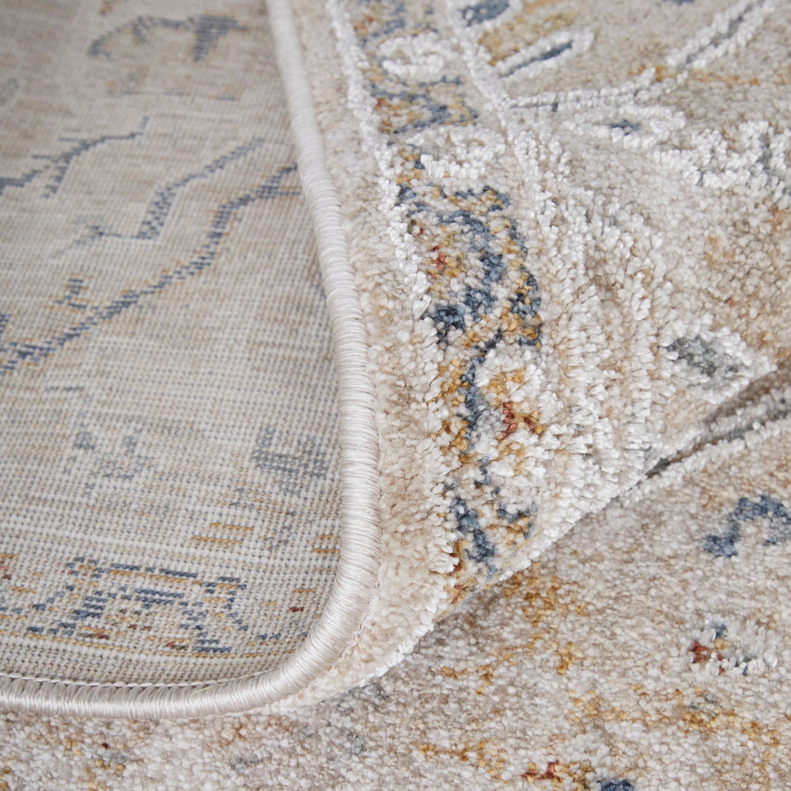 Feizy Pasha 39M6F Transitional Distressed in Taupe/Ivory/Blue