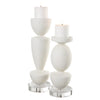 Uttermost Lido White Stone Candleholders - Set of 2