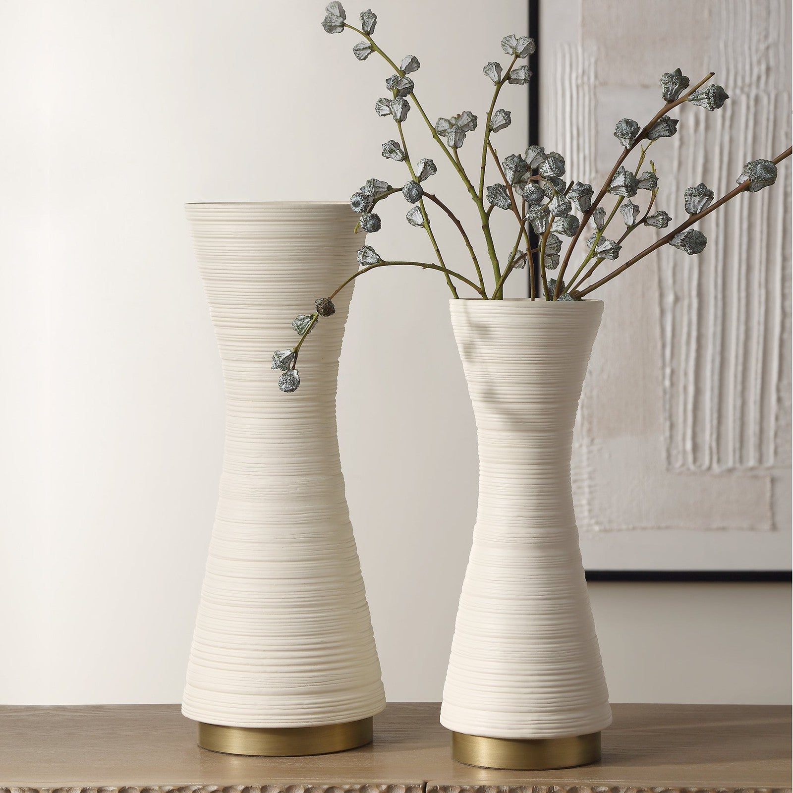 Uttermost Ridgeline White Vases - Set of 2