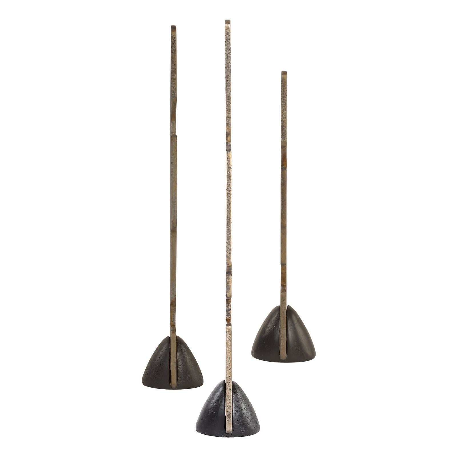 Uttermost Geometric Echoes Bronze Sculptures - Set of 3