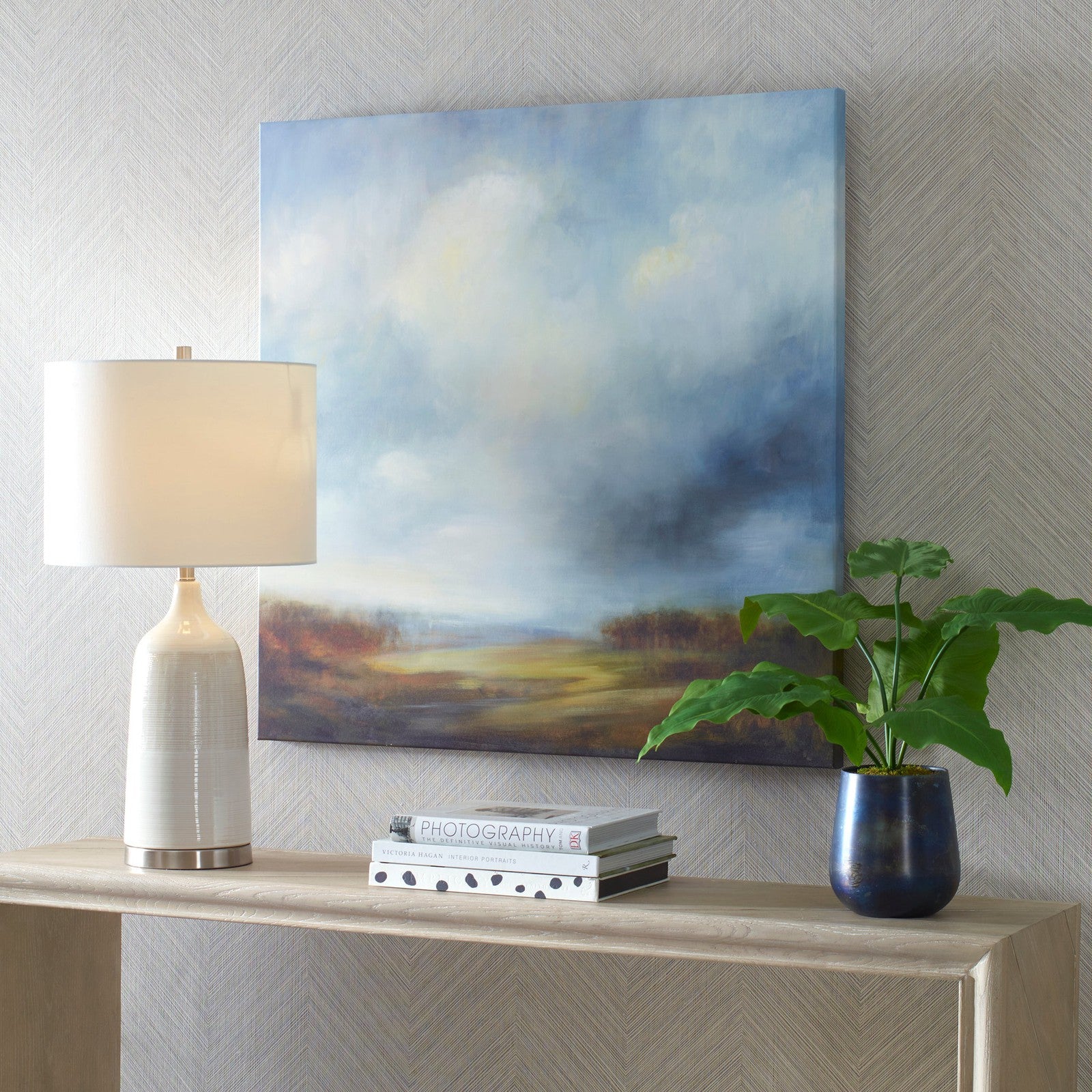 Modern Accents Blue Light Frameless Giclee On Canvas